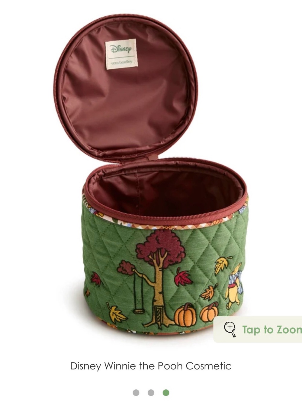 Vera Bradley Disney Winnie the Pooh Autumn Adventure Green Cosmetic Bag - Picture 3 of 10